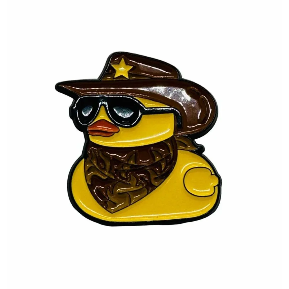 ✨Enamel Lapel Pin duck cap with cowboy hat glasses and bandana metal brooch✨ - Picture 4 of 5